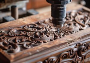 cnc-machine-carving-intricate-patterns-wooden-surface-showcasing-precision-woodworking-craftsmanship-workshop-setting - griyacutting.com - griyacutting.com